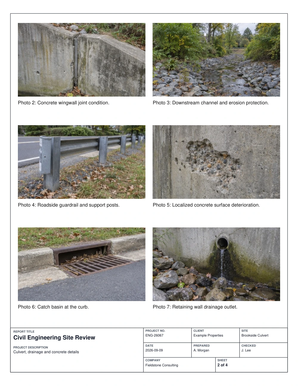 Six-photo civil engineering report page